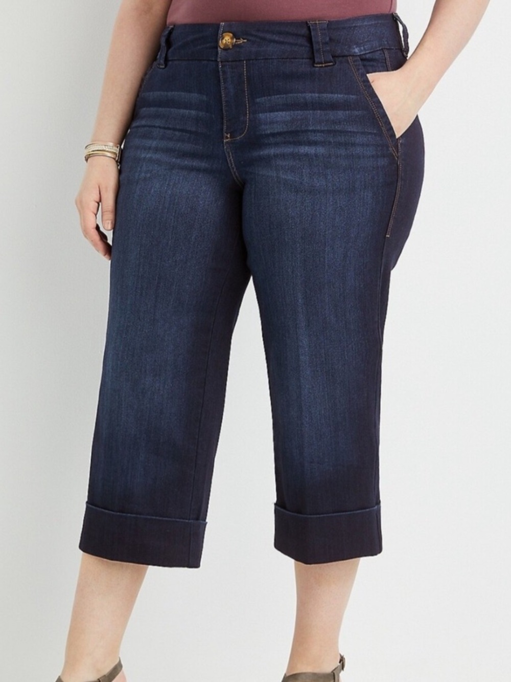 Maurices High Rise Rolled Hem Cropped Jeans Size 16